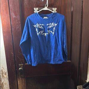 Blue Long Sleeve Tee with Artistic Graphic